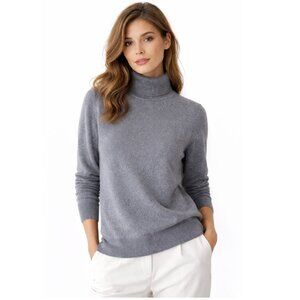 BELLINA Cashmere & Merino Wool Blend Turtleneck Sweater Winter Grey Womens Large